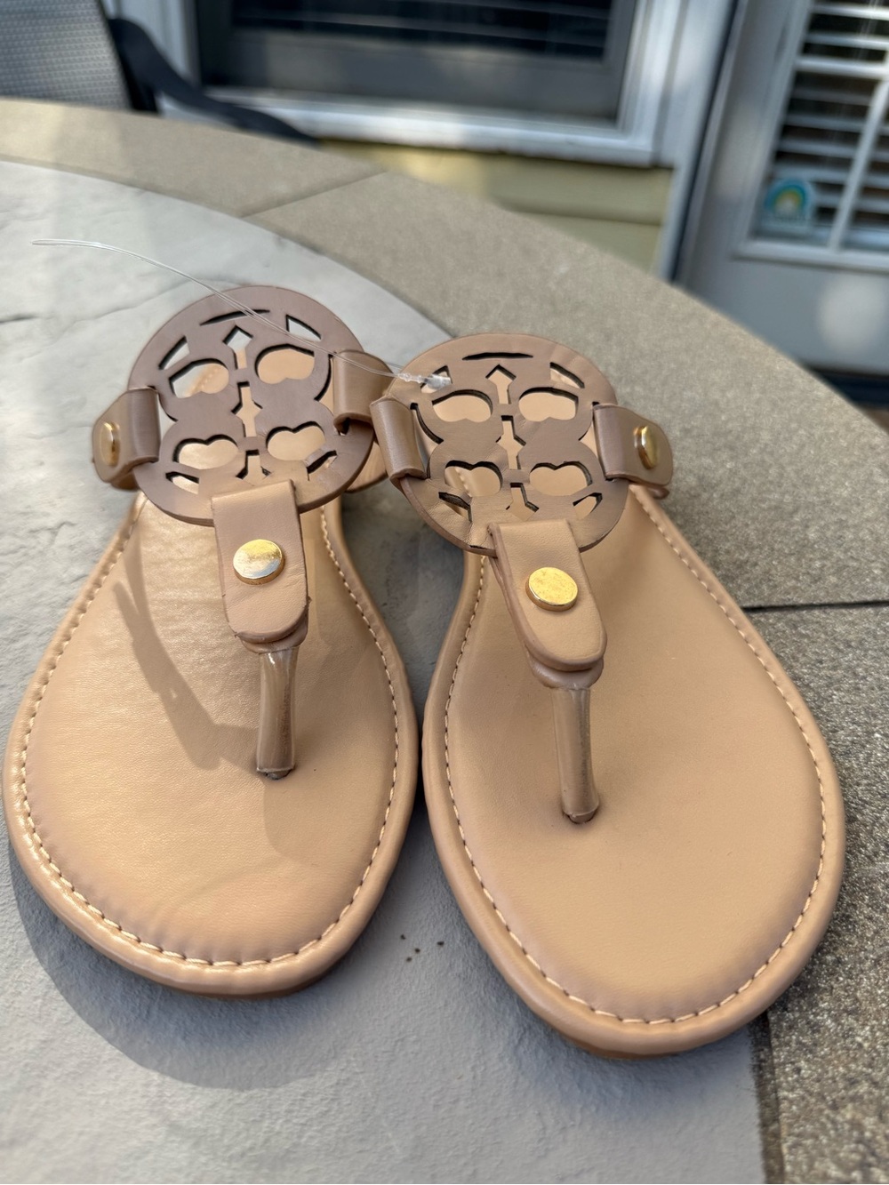 Women’s Nude Medallion Thong Sandals Size 41 (US 10–10.5) Like New
